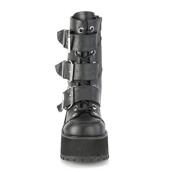 Demonia Women's Ranger-308 Platform Boots - Black Vegan Leather D5670-21US Clearance